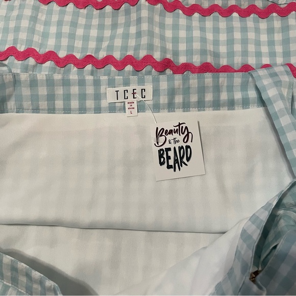 TCEC Blue Gingham & Pink Ric Rac Short Set - Size Large - Picture 8 of 14